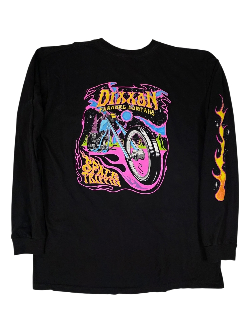 Dixxon Flannel Co Space Tripper Graphic Long Sleeve Tee Men XL Black Neon Cotton - Picture 4 of 9